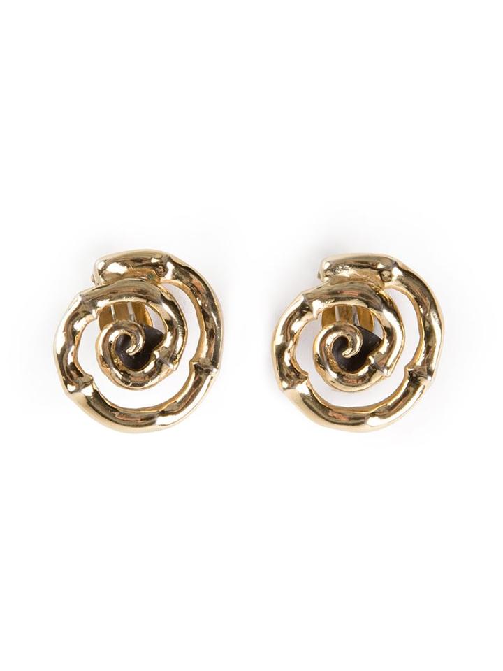 Yves Saint Laurent Vintage Bamboo Spiral Earrings, Women's, Metallic