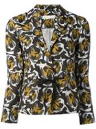 L'autre Chose - Abstract Print Fitted Jacket - Women - Linen/flax - 40, Green, Linen/flax
