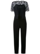 Muveil Lace Overlay Jumpsuit, Women's, Size: 38, Black, Cotton/nylon/polyester/triacetate