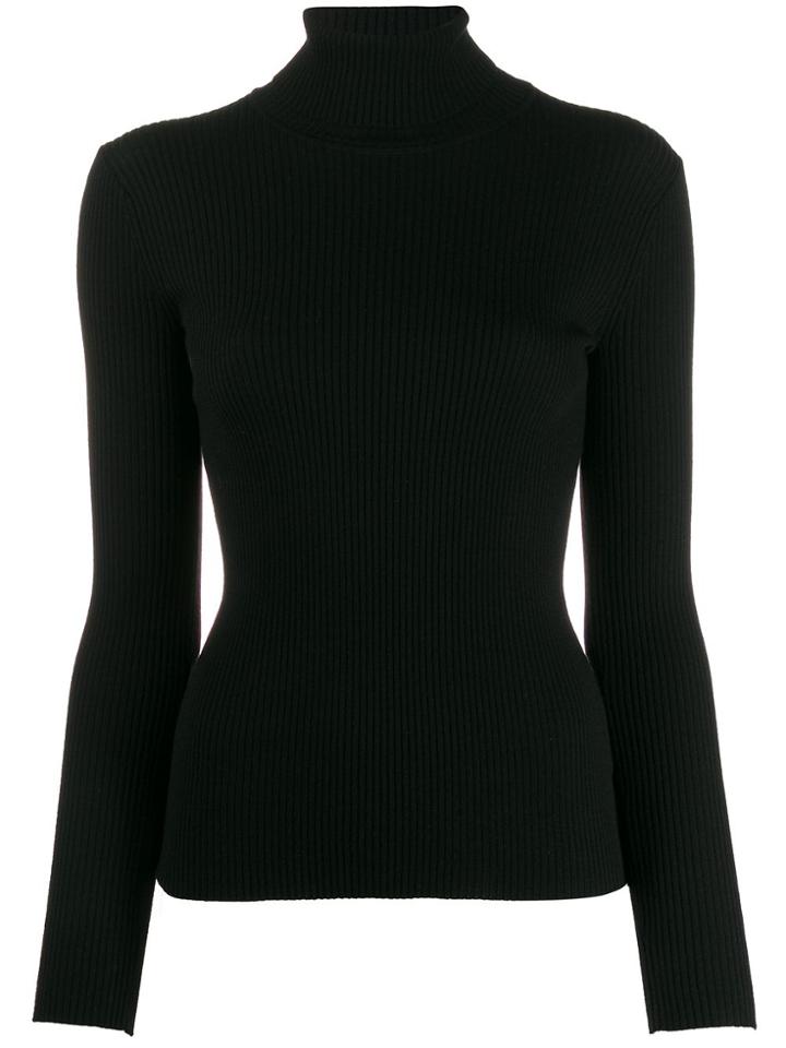 Paule Ka Ribbed Roll Neck Jumper - Black