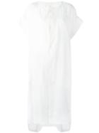 Y's - Collarless Shirt Dress - Women - Linen/flax/tencel - 1, White, Linen/flax/tencel