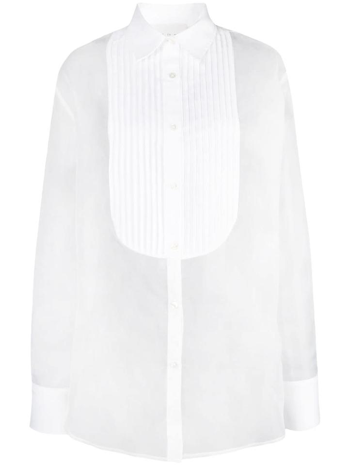 Fleur Du Mal Pleated Bib Organza Shirt - White