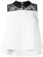 Loveless - Lace Panel Sleeveless Shirt - Women - Polyester - 36, White, Polyester