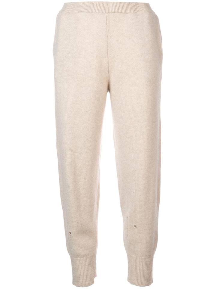 Raquel Allegra Distressed Knitted Track Pants - Neutrals