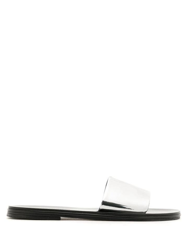Reinaldo Lourenço Specchio Leather Slides - Silver