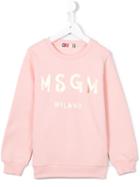 Msgm Kids Logo Print Sweatshirt, Girl's, Size: 8 Yrs, Pink/purple