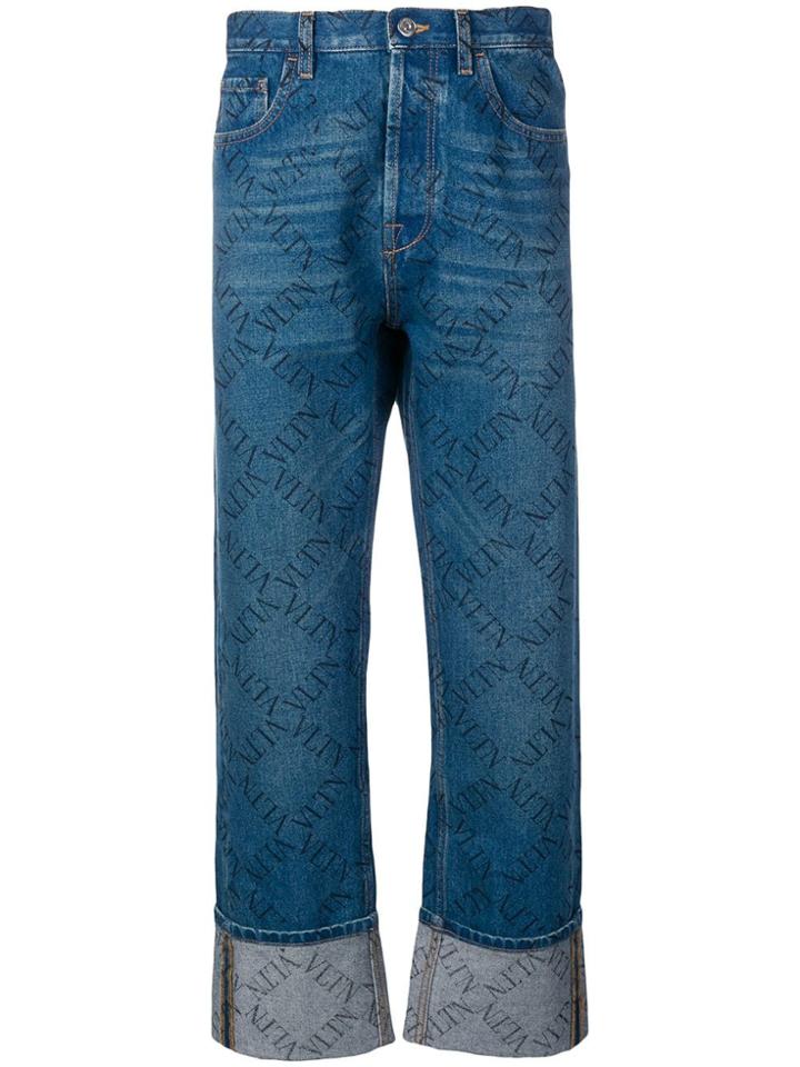 Valentino Vltn Print Jeans - Blue