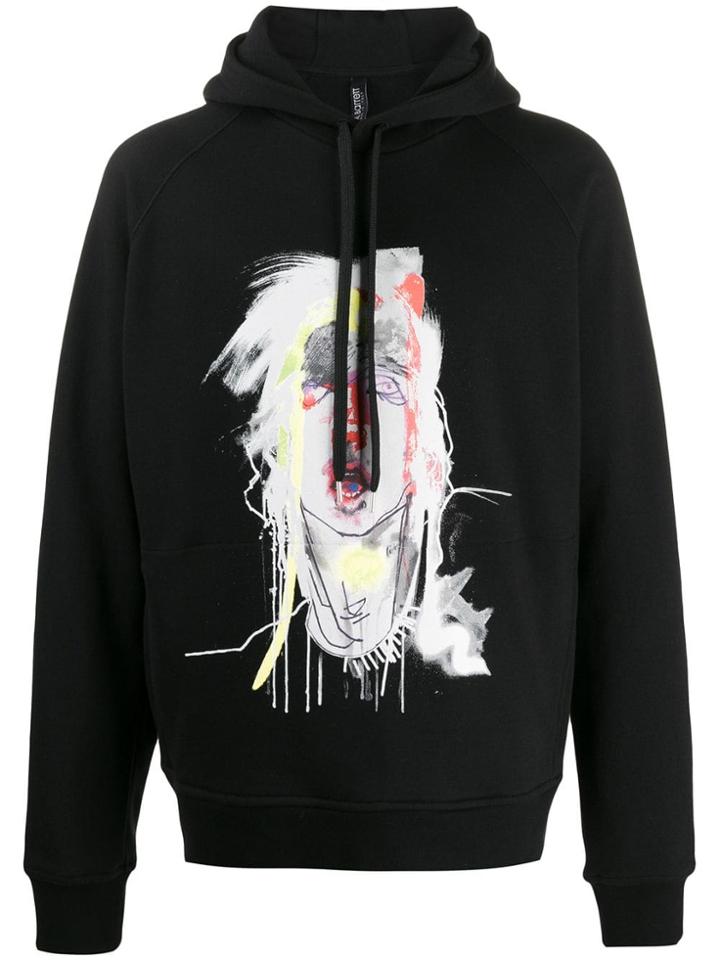 Neil Barrett Illustrative Face Hoodie - Black