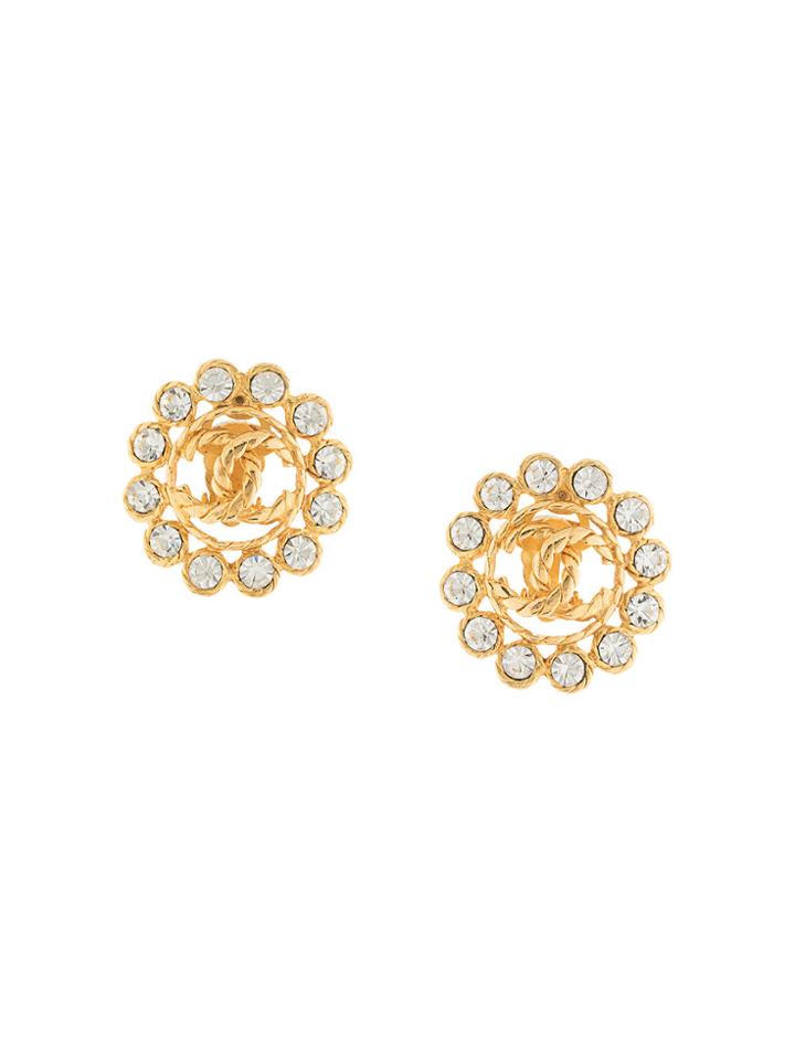 Chanel Vintage Edge Cc Earrings - Metallic