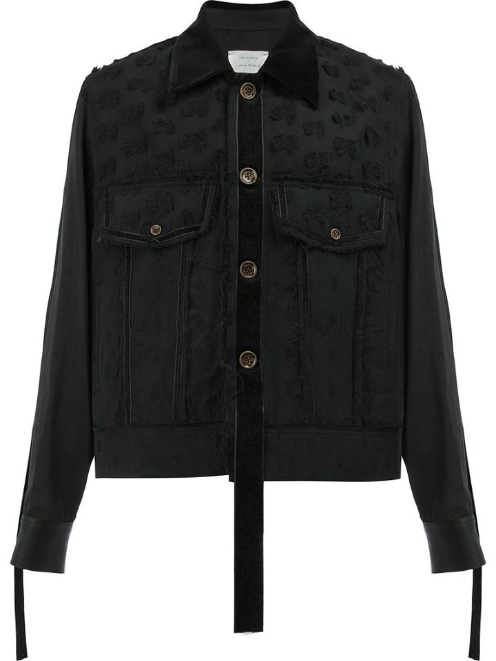 Song For The Mute Raw Edge Detail Jacket, Men's, Size: 50, Black, Nylon/cupro/rayon/wool