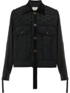 Song For The Mute Raw Edge Detail Jacket, Men's, Size: 50, Black, Nylon/cupro/rayon/wool