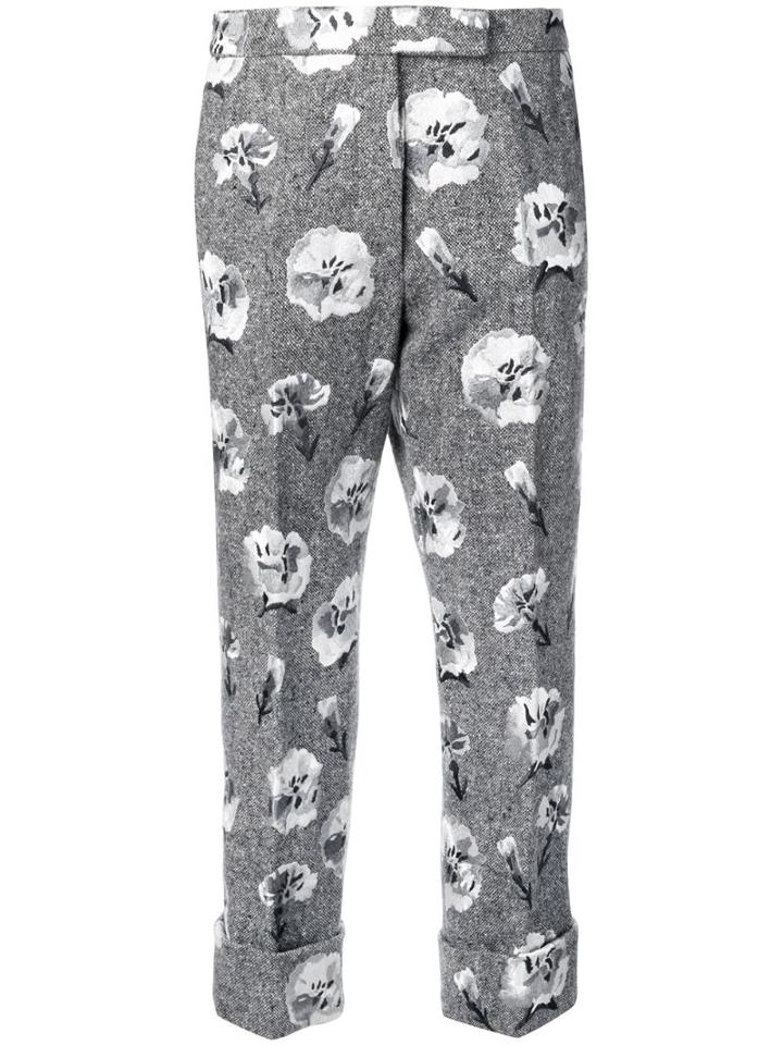 Thom Browne Carnation Embroidered Mens Fit Trousers - Grey