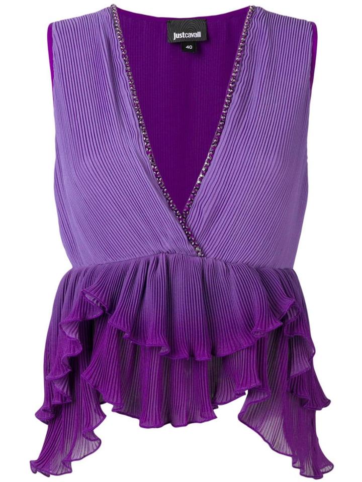 Just Cavalli Purple Ruffled Top