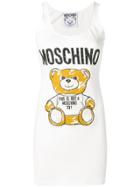 Moschino Teddy-appliqué Cotton-blend Sleeveless Mini Dress - White