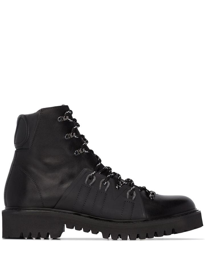 Valentino Logo-appliqued Hiking Boots - Black