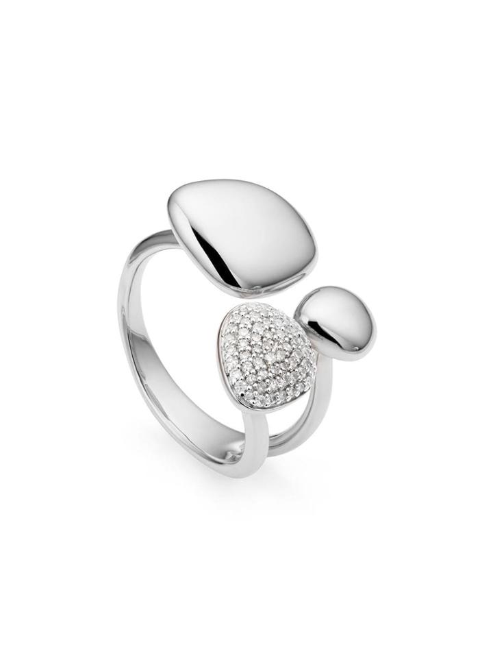 Monica Vinader Nura Pebble Cluster Diamond Ring - Silver