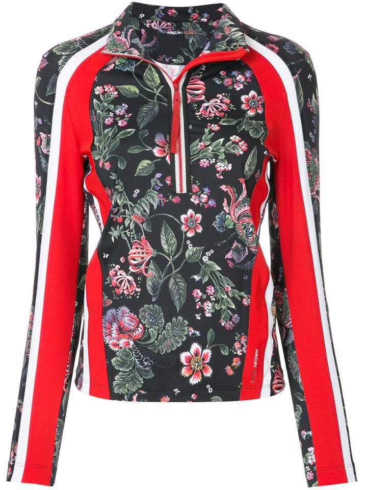Marc Cain Floral Zip Collar Blouse - Black