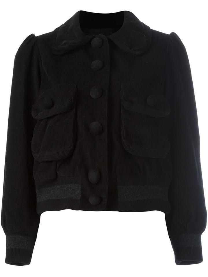 Marc Jacobs Cropped Corduroy Jacket, Women's, Size: 0, Black, Silk/cotton/wool