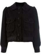 Marc Jacobs Cropped Corduroy Jacket, Women's, Size: 0, Black, Silk/cotton/wool