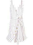 Derek Lam 10 Crosby Belted Asymmetrical Placket Pencil Striped Dress -