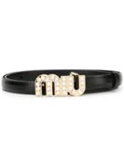 Miu Miu Embellished Logo Belt - Black