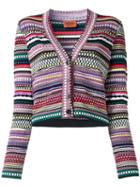 Missoni V-neck Striped Cardigan, Women's, Size: 44, Nylon/polyester/viscose