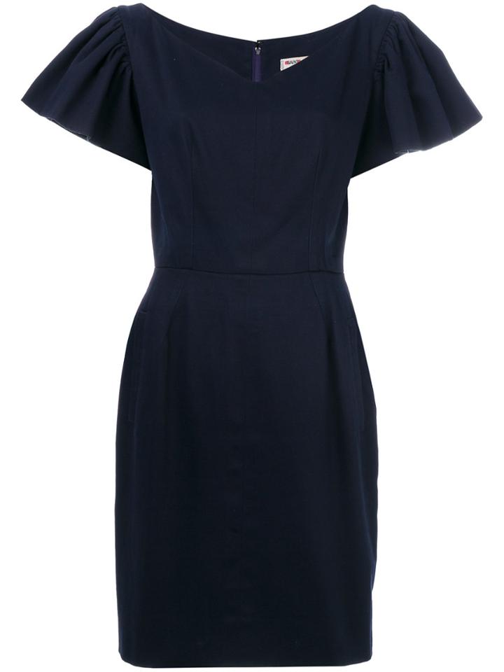 Yves Saint Laurent Vintage Ruffle-sleeve Dress - Blue