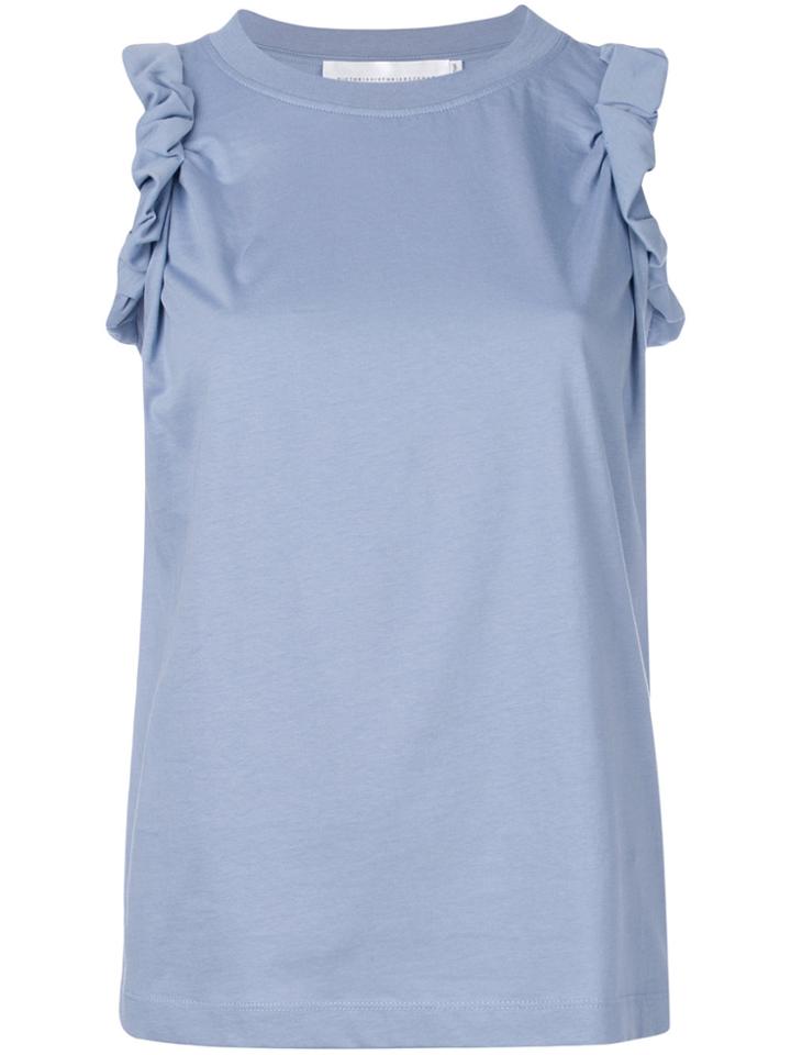 Victoria Victoria Beckham Gathered Sleeve T-shirt - Blue