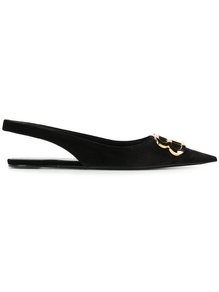 Balenciaga Bb Slingback Ballerinas - Black