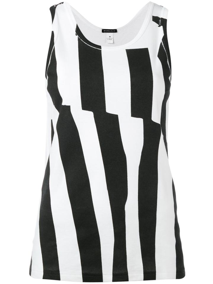 Ann Demeulemeester Jersey Stripe Tank Top - White