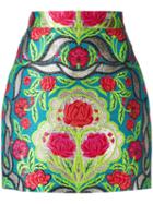 Gucci Floral Brocade Mini Skirt, Size: 40, Grey, Polyester/cotton/silk/viscose