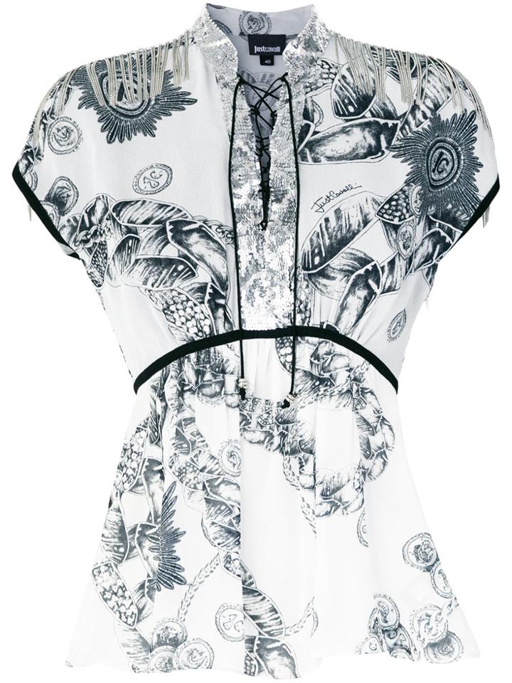 Just Cavalli Chain Reaction Print Top - White