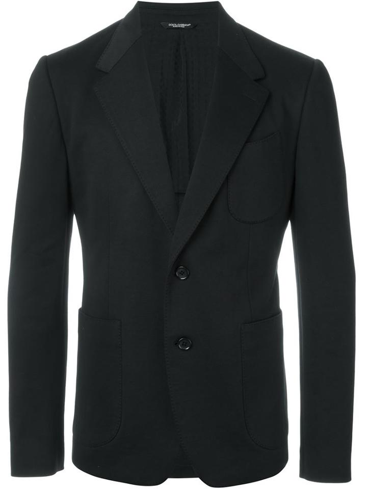 Dolce & Gabbana Classic Blazer, Men's, Size: 52, Black, Cotton/polyamide/polyester/polyester