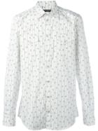 Dolce & Gabbana Striped Floral Shirt, Men's, Size: 39, White, Cotton