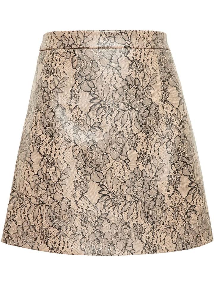 Christopher Kane Lace Print Leather Mini Skirt