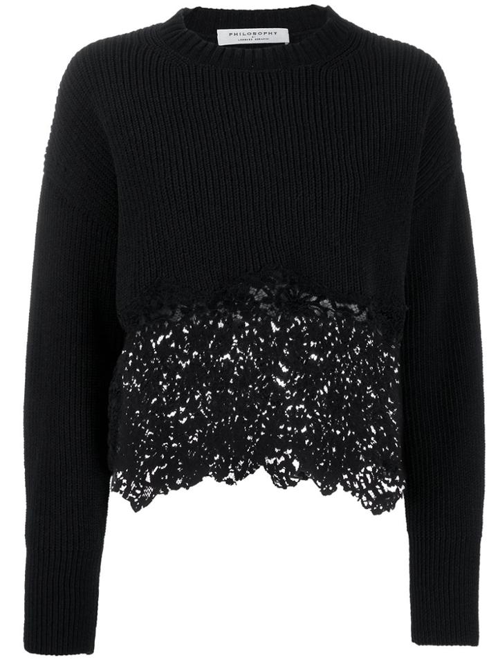 Philosophy Di Lorenzo Serafini Lace Hem Knitted Top - Black
