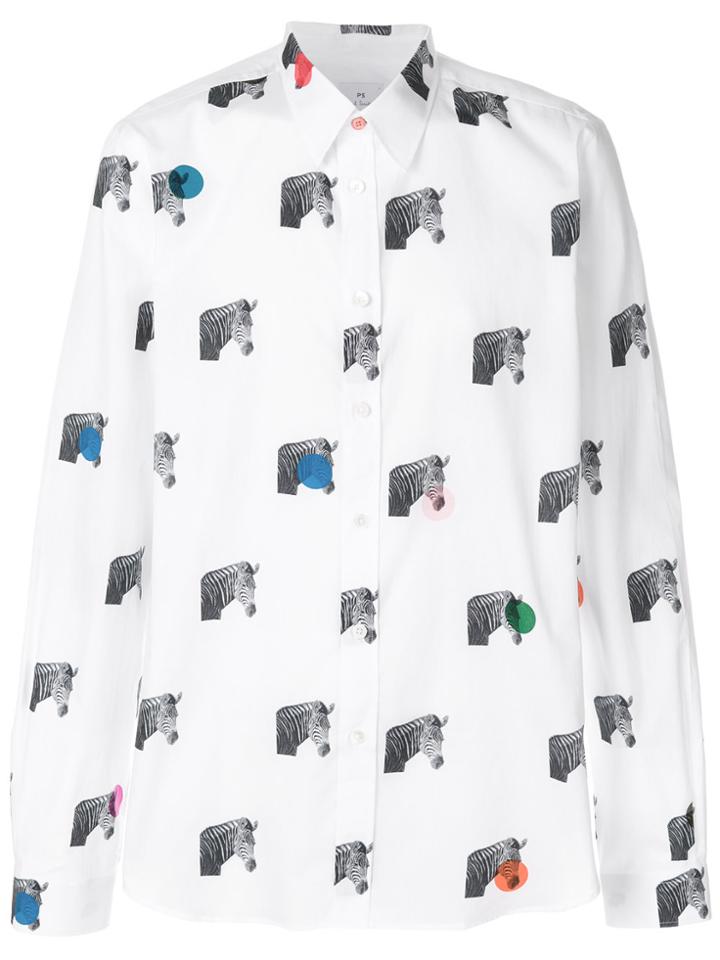 Ps By Paul Smith Zebra Print Long Sleeve Shirt - White