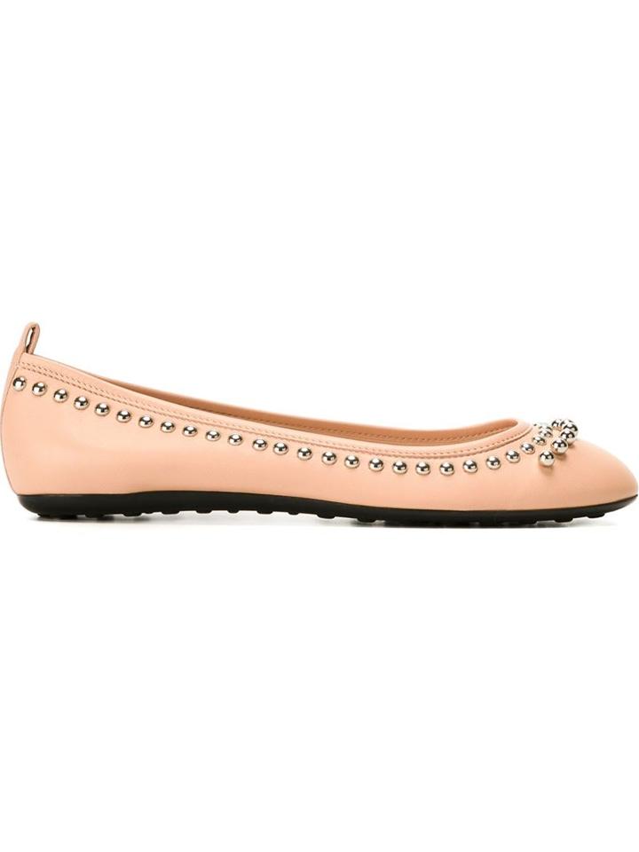 Tod S Studded Ballerinas, Women's, Size: 35, Pink/purple, Leather/rubber/metal