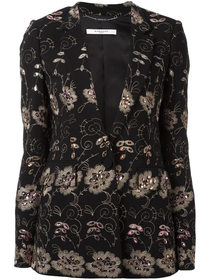 Givenchy Floral Embroidered Blazer - Black