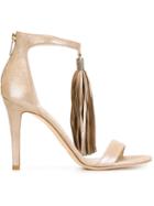 Jimmy Choo Viola Sandals, Women's, Size: 38.5, Nude/neutrals, Leather/metal Other/glass