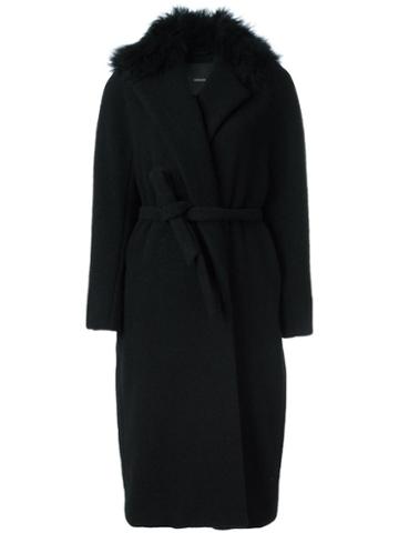 Max Mara Atelier Belted Hooded Coat, Women's, Size: 40, Black, Nylon/alpaca/acetate/silk