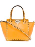 Valentino Garavani Rockstud Trapeze Tote, Women's, Yellow/orange, Calf Leather/metal Other