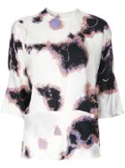 Theatre Products Printed Three-quarter Sleeve Blouse, Women's, White, Cupro