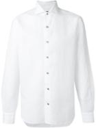 Barba Spread Collar Shirt, Men's, Size: 39, White, Cotton/linen/flax