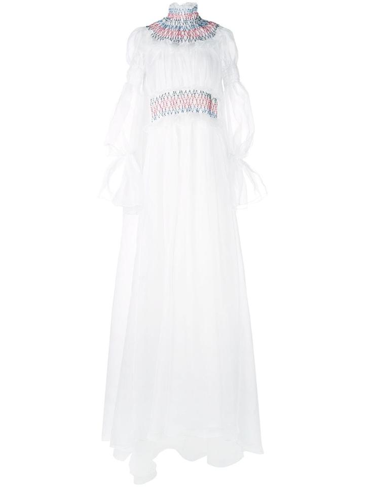 Carolina Herrera Smock-neck Silk Gown - White