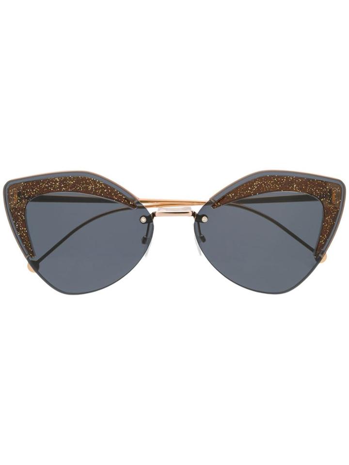 Fendi Eyewear Gold Cat Eye Sunglasses - Blue