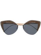 Fendi Eyewear Gold Cat Eye Sunglasses - Blue
