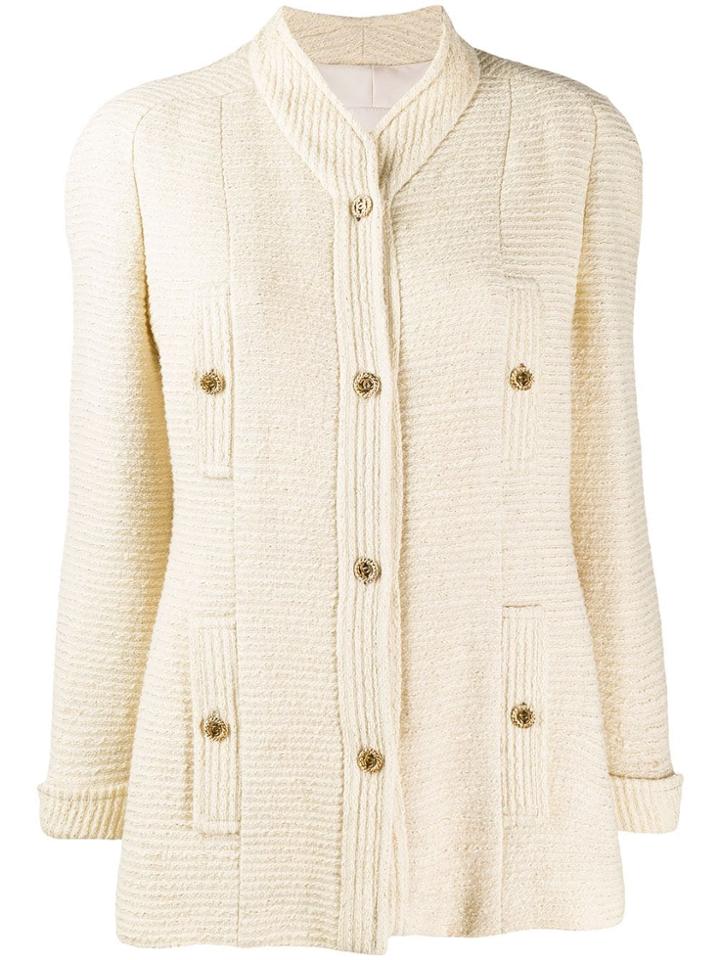 Chanel Pre-owned 1980's Metallic Threading Knitted Jacket - Neutrals