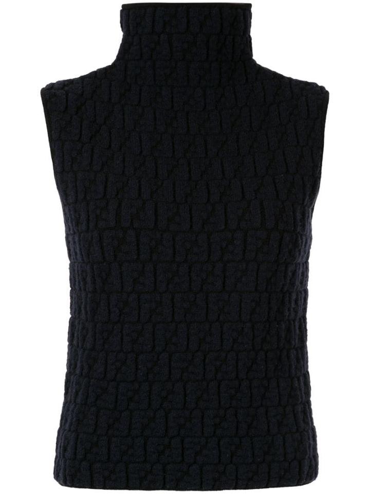Fendi Pre-owned Embossed Zucca Pattern Knitted Top - Black