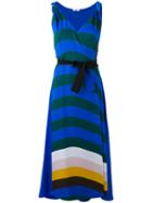 Fendi Stripe Wrap-front Dress, Women's, Size: 42, Blue, Silk